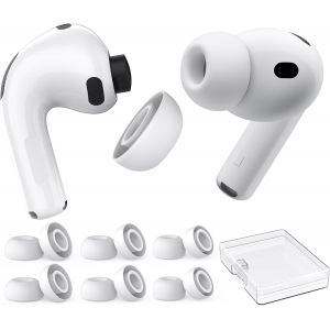 LORANKA-AhaStyle Embouts AirPods Pro 3 (2025) avec Trou de R&eacute;duction du Bruit&iquest;s'adapte L'&eacute;tui Chargement&iquest; 6 Paires Couvre-Oreilles en Silicone pour AirPods Pro 3e G&eacute;n&eacute;ration avec Bo&icirc;te de Rangement P - Neuf