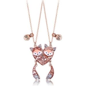 Kal-2 Pièces, Collier D'amitié Pour 2 Filles, Colliers Magnétiques Bff Pendentif De Renard, Best Friends Forever Colliers, Cadeaux De Bijoux Pour La Saint-Valentin Pour Enfants Mère S?urs Filles Amis - Neuf