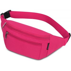 KALANKA-Sac Banane, Sac à la Taille Ceinture de Course Homme Femme Sac Sacoche Banane Sac à Dos Sac Poitrine Etanche Réglable pour Cyclisme Gym Balade Escalade Voyage Randonnée Vacances (Rose Rouge) - Neuf
