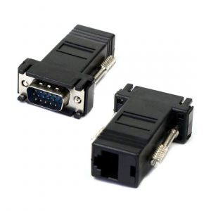 KALANKA-CY Rallonge mâle VGA RGB 15 broches vers LAN Cat5 Cat5e RJ45 Ethernet femelle Noir - Neuf