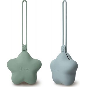 Boite A Tetine,2 Pcs Boite Tetine Bebe En Silicone,Boite &Agrave; Sucette Bebe Imperm&eacute;able,Boite Tetine Bebe Portable,Pochettes Pour Sucettes Sans Bpa(Vert Gris/Bleu Perl&eacute;) - Neuf
