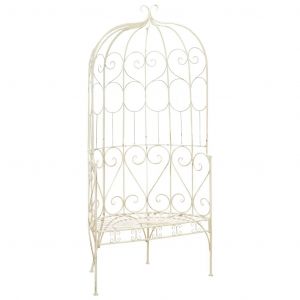 Prolenta Premium - Banc De Jardin 95 Cm Fer Blanc Antique - Neuf
