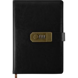 Journal Avec Serrure, A5 Pu Journal En Cuir Avec Code 200 Pages, 100gsm Papier, Vintage Reading Journal Avec Serrure Pour Femmes & Hommes,(Noir) - Neuf