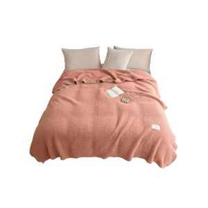 Plaid Sherpa 100x140cm Rose Polaire Peluche Douceur Hivernale - Neuf