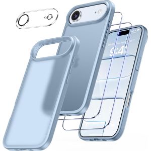 4 En 1 Coque Pour Iphone Air Avec 2 Verre Tremp&eacute; Et 1 Cam&eacute;ra Protecteur, [Coussin D'Air Int&eacute;gr&eacute;] Antichoc Antirayures Bumper Protection Housse Pour Iphone Air 6,5"", Bleu Fonc&eacute; - Neuf