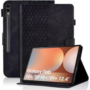 Coque pour Samsung Galaxy Tab S9 Plus 12.4 Pouce 2023 Premium Cuir PU Housse [SM-X810/X816B/X818U] Etui de Protection Poche Case avec Support pour Samsung Tab S9 Plus - Noir - Neuf