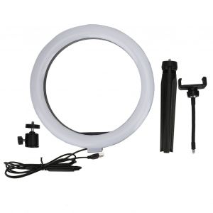 Kit d'eclairage annulaire USB en plastique de 10 pouces avec tuyau, clip pour telephone portable, trepied de bureau pour diffusion en direct de maquillage - Neuf