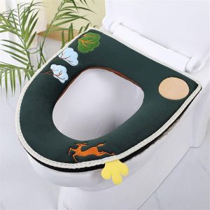 1 Pc De L'hiver Au Chaud Salle De Bain En Peluche En Peluche De Toilette Siège De La Selle Machine Machine Tapis De Bain Pour Le Tricot De Chaise Coussin De Siège (Couleur : Vert) - Neuf