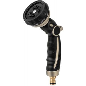 Pistolet D'Arrosage En Métal Robuste Avec 9 Motifs, Pulvérisateur D'Eau Haute Pression Avec Contrôle Du Débit Au Pouce, Idéal Pour L'Arrosage De La Pelouse Et Des Plantes, Lavage De Voiture Et - Neuf