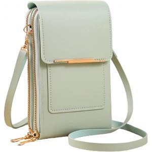 RFCBC-Sacoche en cuir antivol - Petit sac à bandoulière léger en similicuir pour téléphone portable, pour femmes, avec fenêtre pour écran tactile - Neuf