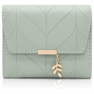CAUC-Portefeuille Femme en Cuir PU Petit Porte Monnaie Slots de Carte, Porte Feuilles pour Femme Court avec Porte-Monnaie Zippé et Portefeuilles Pochette Femme (A-Vert) - Neuf