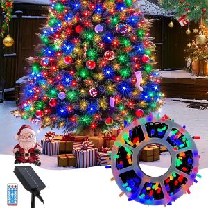 Jgd-25m/82.02ft Guirlande Solaire Exterieur, 200 Leds Guirlande Lumineuse Exterieure Imperméable, Led Exterieur Solaire Pour Jardin, Camping,Cour, Fête, Mariage - Neuf