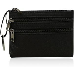 TRAHOO-Porte-Monnaie Noirr, Portefeuilles et Porte-Cartes (Noir) Portefeuille RFID avec Protection sans Contact, pour Poches Pantalon ou Veste Homme Femmes Carte Coin Porte-cl&eacute;s Zip - Neuf