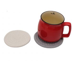 Lot De 6 Sous-Verres Tress&eacute;s Avec Support, Dessous De Verre Ronds Et Absorbants - Neuf