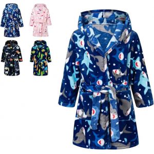 Tzf-Peignoirs De Bain Enfant Vêtements De Nuit Garçon Fille Peignoir Ultra Doux Et Léger Serviette De Bain Capuche 2-9 Ans - Neuf
