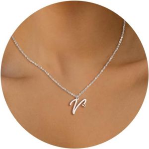 Tianyi-Collier Lettre Initiale Femme Argent Or Initiale A-Z Coeur Pendentif Collier Acier Inoxydable Personnalis&eacute; Nom Collier Longueurs Ajustable 45+5cm Cadeau Personnalis&eacute; Femme - Neuf