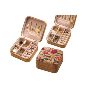 Bo&icirc;te &Agrave; Bijoux Portable En Cuir Pu Pour Bagues Et Boucles D'oreilles Avec Plusieurs Compartiments - Neuf