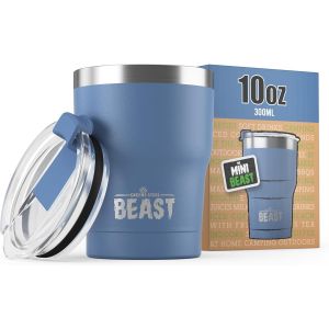 ERYI-Beast Mug Isotherme Cafe - 300Ml I Ciel Orageux I Acier Inoxydable I Réutilisable, Tasses Isothermes I 2 Pailles Et Brosse Nettoyage I Thermos Cafés De Voyage Double Paroi I Café Chaud Ou Glacé - Neuf