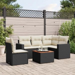 Prolenta Premium - Salon De Jardin 6 Pcs Avec Coussins Noir R&eacute;sine Tress&eacute;e - Neuf