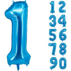 SJZG-Ballon G&eacute;ant En Aluminium En Forme De Chiffre Pour D&eacute;coration De F&ecirc;te D'Anniversaire, Nouvel An, F&ecirc;te Pr&eacute;natale, Anniversaire De Mariage (Bleu, 1) - Neuf