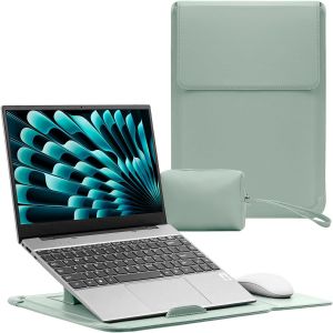 acdsgd-13,3-14 Pouces Housse pour Laptop PU Cuir Ordinateur Portable avec Stand pour MacBook Pro 14"" M5/M4/M3/M2/M1, MacBook Pro 13"" M2/M1 Pro/M1 Max, MacBook Air 13"" M4/M3/M2/M1 (Vert Clair) - Neuf