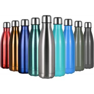 Eryi-Bouteille Isotherme, 500 Ml Bouteille D'eau En Acier Inoxydable, Isolant Sous Vide À Double Paroi, Bouteilles Chaudes/Froides Sans Bpa Et Écologique, Avec 1 Porte-Gobelet Et 1 Brosse - Neuf