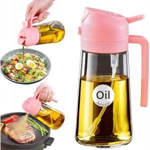 Eryi-Premium Spray Huile Cuisine, 500 Ml Vaporisateur Huile D`Olive Avec Buse De Qualité Alimentaire, Flacon Distributeur D'huile D'olive 2 En 1 Pour Cuisine, Cuisine Accessoires (Rose) - Neuf