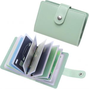 Women's Men's Credit Card Holder, RFID Protection Credit Card Holder, 26 Card Slots, PU Leather Business Card Holder for Credit Card, Loyalty and Visiting, Green, Classic - Neuf