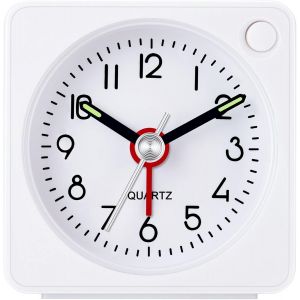 KAL-Réveil Analogique Classique De Voyage Avec Fonction Snooze Et Lumière, Mini Réveil, Taille Compacte, Réveil Sans Tic-Tac, Mouvement À Quartz Silencieux - Neuf