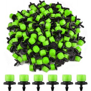 200pcs Goutteur Irrigation Réglable, 1/4'' Système Dirrigation Goutte à Goutte Micro Flow Drip Head Buses de Brouillard Dirrigation pour Jardins Potagers ou Massifs de Fleurs (Vert) - Neuf