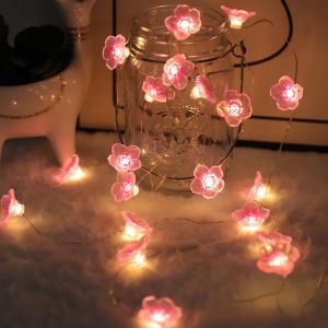 Guirlande Lumineuse Led Décorative En Fleurs De Cerisier 2 M Avec 20 Piles Led Avec Fonction De Minuterie-Décoration Printanière Pour L'intérieur,Le Jardin,Les Arbres,La Terrasse-1 - Neuf