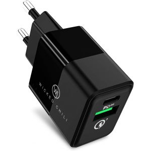 LORANKA-20W Chargeur USB Double avec QC3.0 et USB C PD - Chargeur Rapide Compatible avec iPhone 14, 13, 12 (Pro, Max, Plus, Mini), MagSafe Charger, 20W PD & QC 3.0 Dual Port Adapter - Neuf