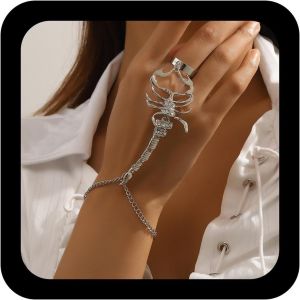 Eryi-Bracelet Anneau Scorpion Punk En Strass Bracelet Harnais Scorpion Gothique Cristal Scorpions Main Esclave Bracelets En Chaîne Anneau Ouvert Bracelets D'amitié Bijoux Pour Femmes - Neuf