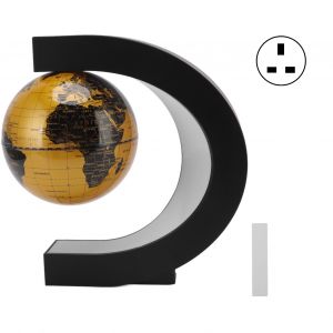 HJLIAN Globe terrestre a levitation magnetique, 15 cm, rotatif, lumineux, decoration innovante pour bureau, forme C, version anglaise, 100-240 V, prise britannique doree - Neuf