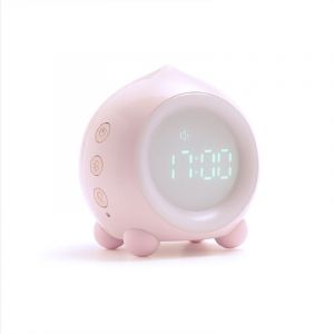 Réveil numérique LED rose pour enfants, veilleuse, volume réglable, fonction répétition, chargement USB (bleu) [Classe énergétique A+] - Neuf