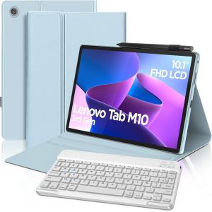 Clavier Pour Lenovo Tab M10 (3rd Gen) 10.1"" 2022, Clavier Azerty Français Bluetooth Sans Fi, Intelligent Housse Pour Lenovo Tab M10 3ème Génération 10.1"" Tb328fu/Xu, Bleu[Z1544] - Neuf