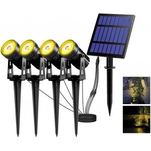 Lot De 4 Lampes Solaires De Jardin &Agrave; Led Solaires 3000 K Blanc Chaud &Eacute;tanche Led Solaire Lampe Solaire Solaire D'ext&eacute;rieur Pour Jardin, Lampadaire, &Eacute;clairage Spot - Neuf