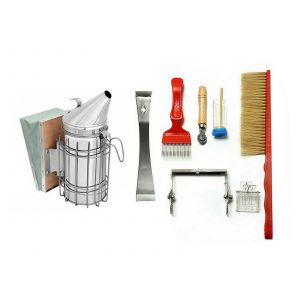 Ensemble D'outils Apicoles 8 Pi&egrave;ces Comprenant Un Enfumoir, Une Brosse, Un Grattoir Et Un L&egrave;ve-Cadres. - Neuf