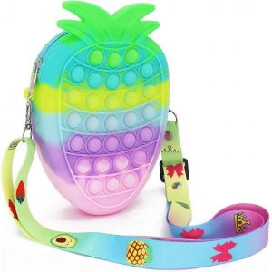 Jouets Pop it fidget pour filles, jouets sensoriels à bulles en silicone anti-stress, sac à bandoulière, jouets fidget pop, cadeau de fête d'anniversaire pour - Neuf