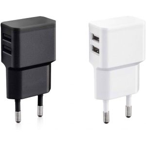 ERYI-2X Double Chargeur Usb 12W / 2400Ma Pro Series Alimentation Universelle Adaptée Pour Téléphone Portable, Batterie Externe Et Enceinte Bluetooth (90 °,Usb 2 Voies) Blanc Et Noir - Neuf