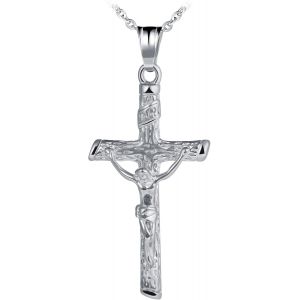 Kal-Collier En Acier Inoxydable Pour Homme Avec Pendentif Croix Jésus 58,4 Cm - Neuf