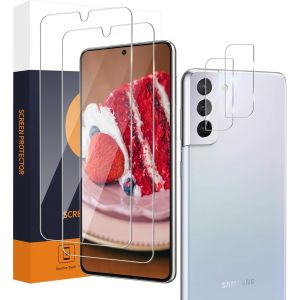 KAL-Lot De 2 + 2 Films De Protection D'&Eacute;cran En Verre Blind&eacute; Pour Samsung Galaxy S22 Plus 5G, Couverture 2,5D, Duret&eacute; 9H, Pas De Bulles, Verre De Protection D'&Eacute;cran Tactile Sensible, Hd - Neuf