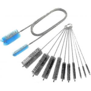 Ensemble De 10 Brosses De Nettoyage Multi-Usages, Nettoyeur De Tuyau &Agrave; Double Brosse Flexible, Diff&eacute;rentes Tailles Avec Brosses De Nettoyage Tubulaires Longues En Acier Inoxydable. - Neuf