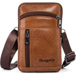 CAUC-Mini Sacs &agrave; Bandouli&egrave;re Homme, Petit Portefeuille &Eacute;tui en Cuir Verticale T&eacute;l&eacute;phone Holster pour iPhone 14 Pro Max, 14 Plus 13 Pro Max 12 11 XR SE Samsung S20 Porte Telephone Sport - Neuf