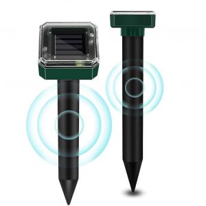 R&eacute;pulsif solaire anti-taupes Richonour, lot de 2 r&eacute;pulsifs solaires &agrave; ultrasons, r&eacute;pulsif anti-nuisibles, &eacute;tanche, pour animaux, rongeurs et autres nuisibles (gaufres). - Neuf