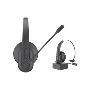 Casque Bluetooth sans fil avec microphone pour appels professionnels, r&eacute;duction du bruit, longue autonomie - Neuf