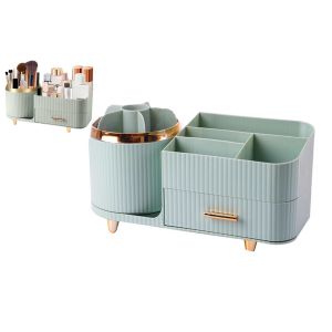 Organisateur De Maquillage Rotatif Avec Porte-Pinceaux Et Tiroirs - Neuf
