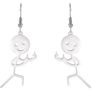 Kal-Drôle Smiley Doigt Du Milieu Graffiti Dangle Boucles D'oreilles Personnalisé Cool Gestes Collier Punk Créative Unique À La Main Déclaration Amitié Bijoux Femmes Hommes - Neuf