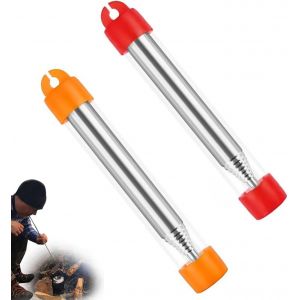 Eryi-Lot De 2 Tubes À Feu Télescopiques - Pliable - Sac En Acier Inoxydable - Pour Cuisine, Camping, Pique-Nique - Neuf
