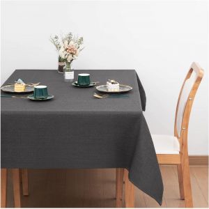 Eryi-Nappe Gris 145 X 180 Cm Nappe Aspect Lin Effet Lotus Nappe Hydrofuge Couleur & Taille Sélectionnable Nappe Carrée Pratique Et Belle - Neuf